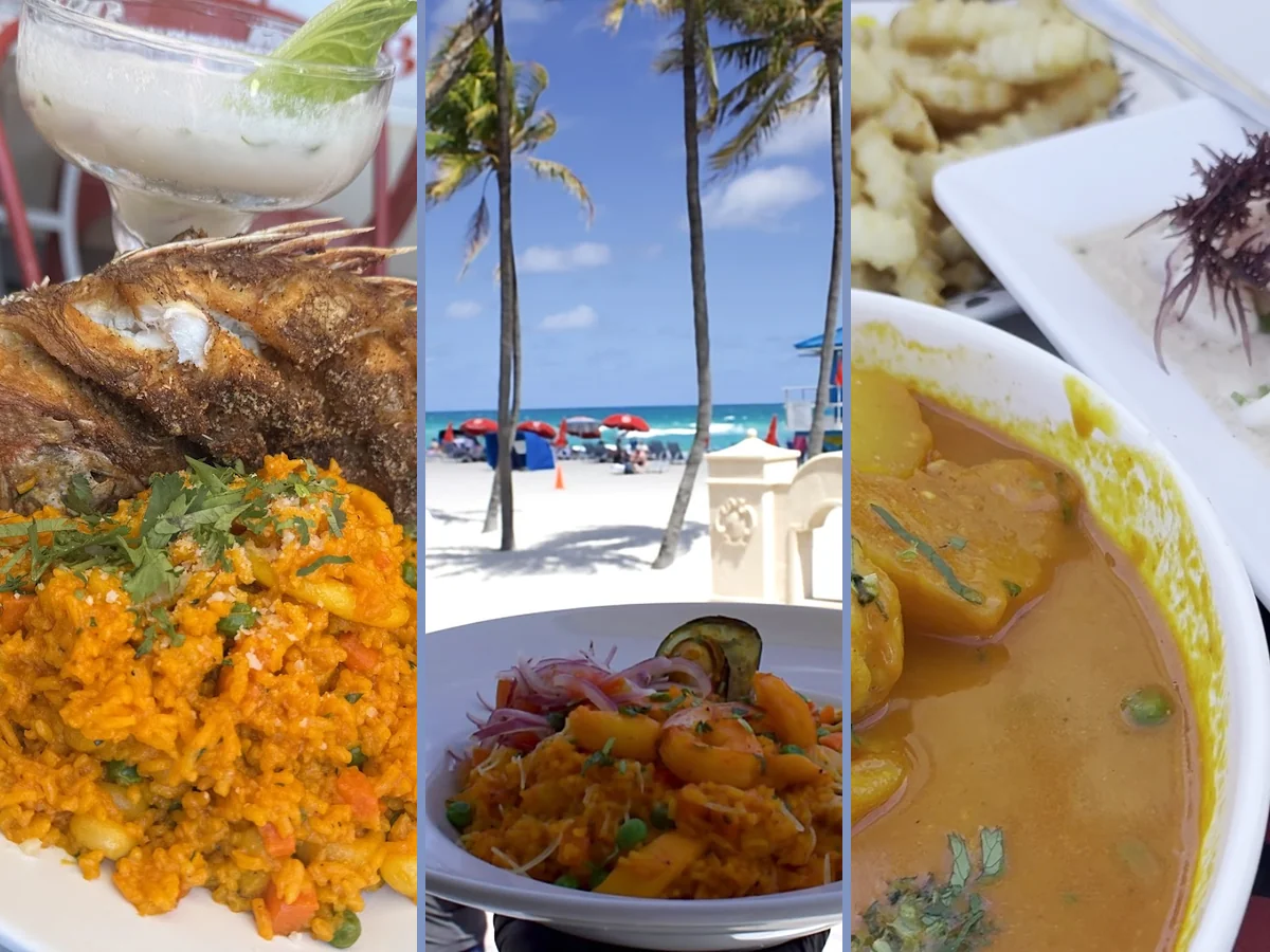 Colorful plates in a beachfront restaurant